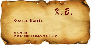Kozma Bónis névjegykártya